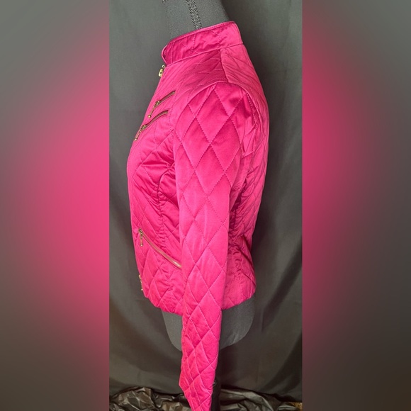 🤩 NEW ITEM! Express Women’s Pink Quilted Coat/Jacket with Gold Zippers - Picture 5 of 8